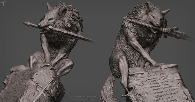 The Great Grey Wolf Sif Dark Souls 3d Printed Statue By Tushank Zbrushtuts