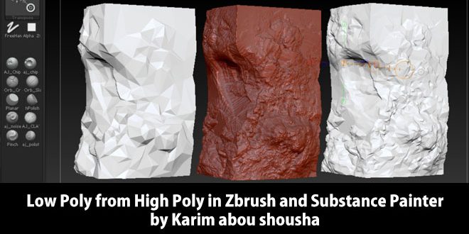 hi res texture on low poly zbrush